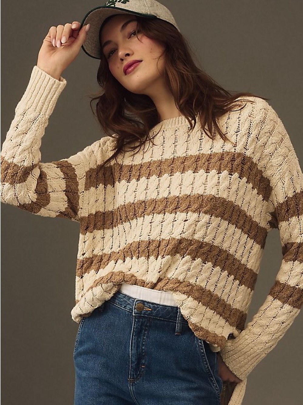Pilcro Longline Stitch Sweater in Stripes